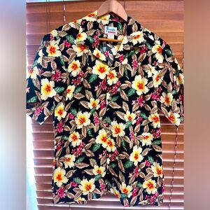 Vintage Hawaiian Cotton Shirt • Made in Hawaii • Floral Print • Size L‎